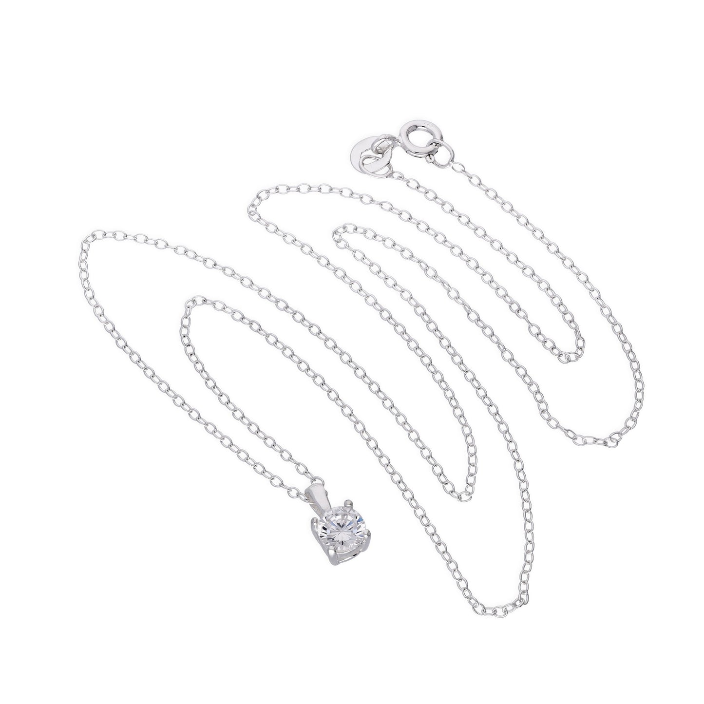 Pendentif en argent sterling et cristal CZ transparent sur chaîne 18