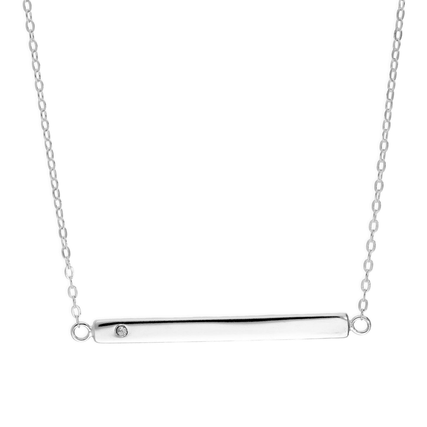 Collier en argent sterling avec zircones cubiques transparents gravables, chaîne de 45 cm