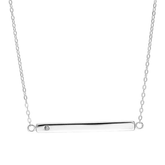 Collier en argent sterling avec zircones cubiques transparents gravables, chaîne de 45 cm