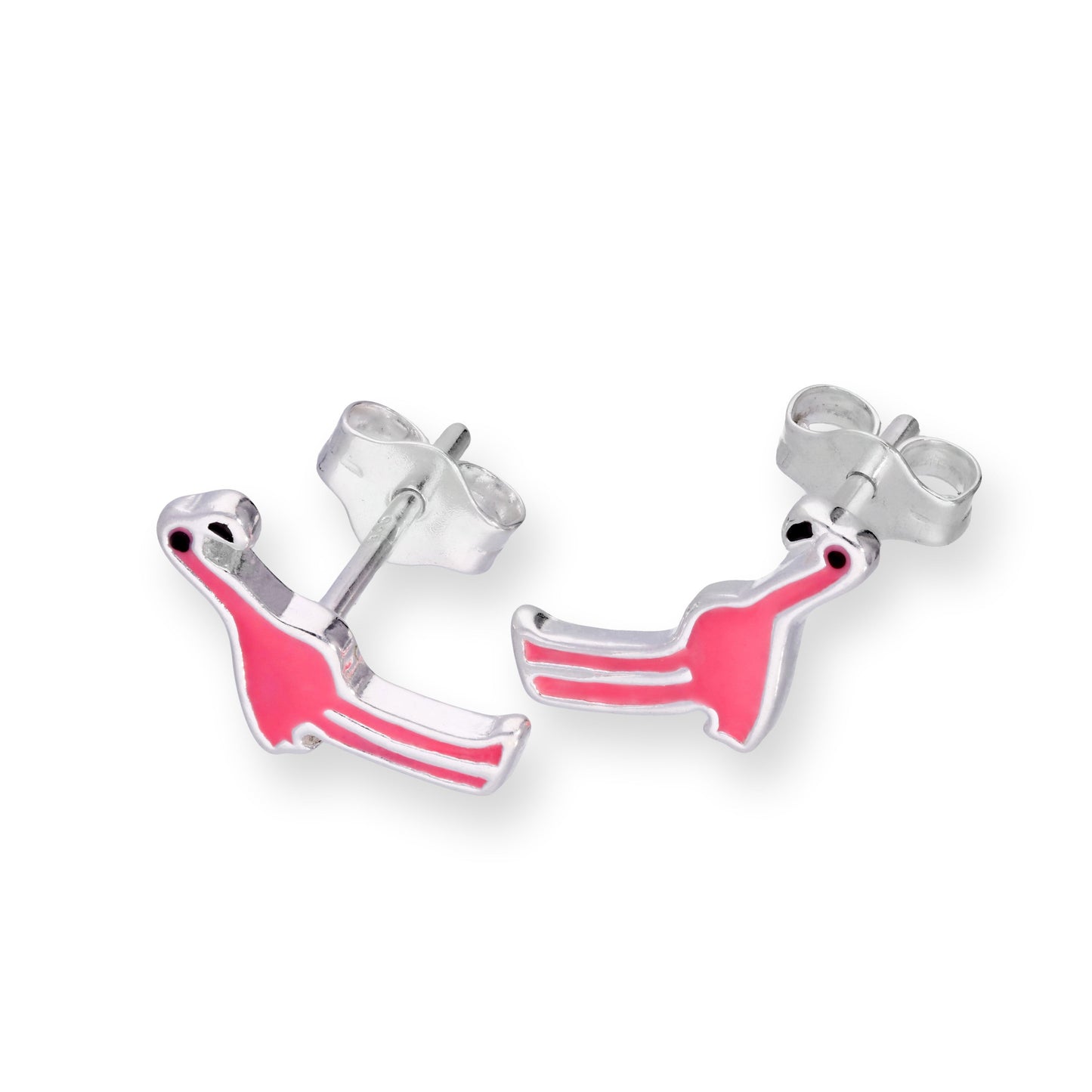 Boucles d'oreilles à tige en argent sterling et flamant rose