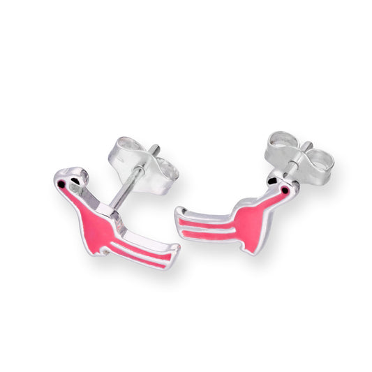 Boucles d'oreilles à tige en argent sterling et flamant rose