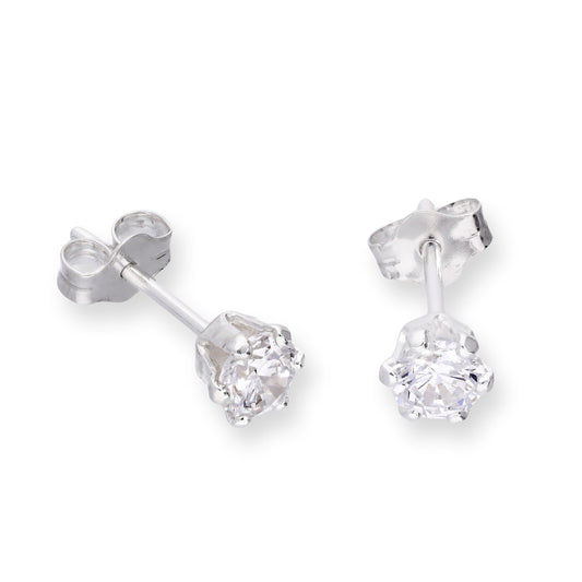 Boucles d'oreilles à tige en argent sterling et cristal CZ transparent