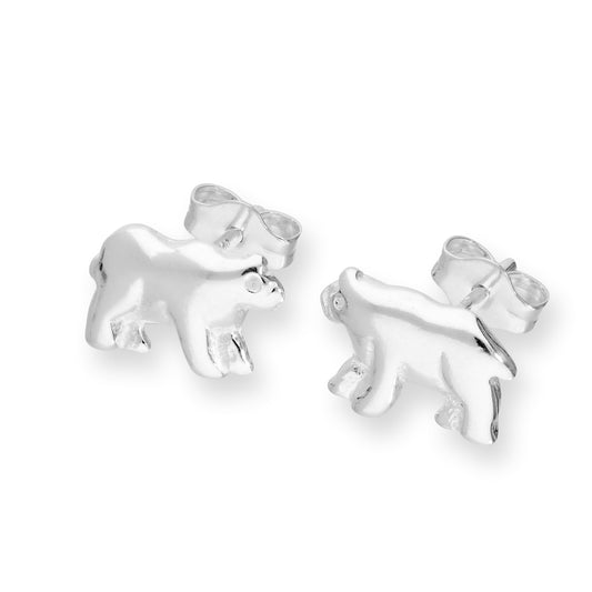 Boucles d'oreilles à tige en argent sterling en forme d'ours polaire