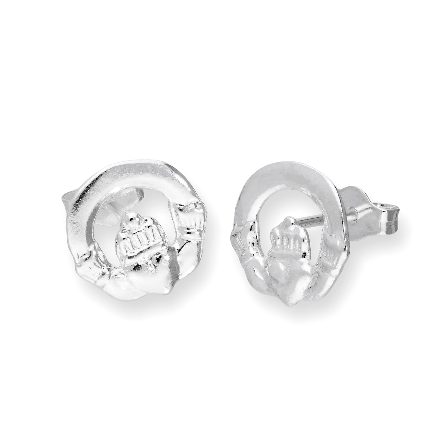 Boucles d'oreilles à tige Claddagh en argent sterling