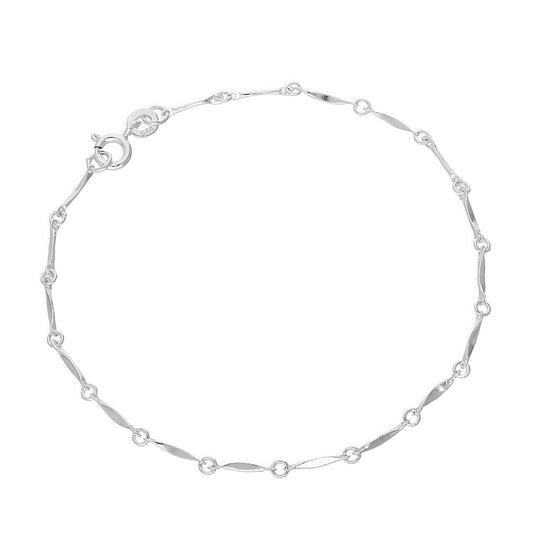 Bracelet à barre torsadée en argent sterling de 19 cm