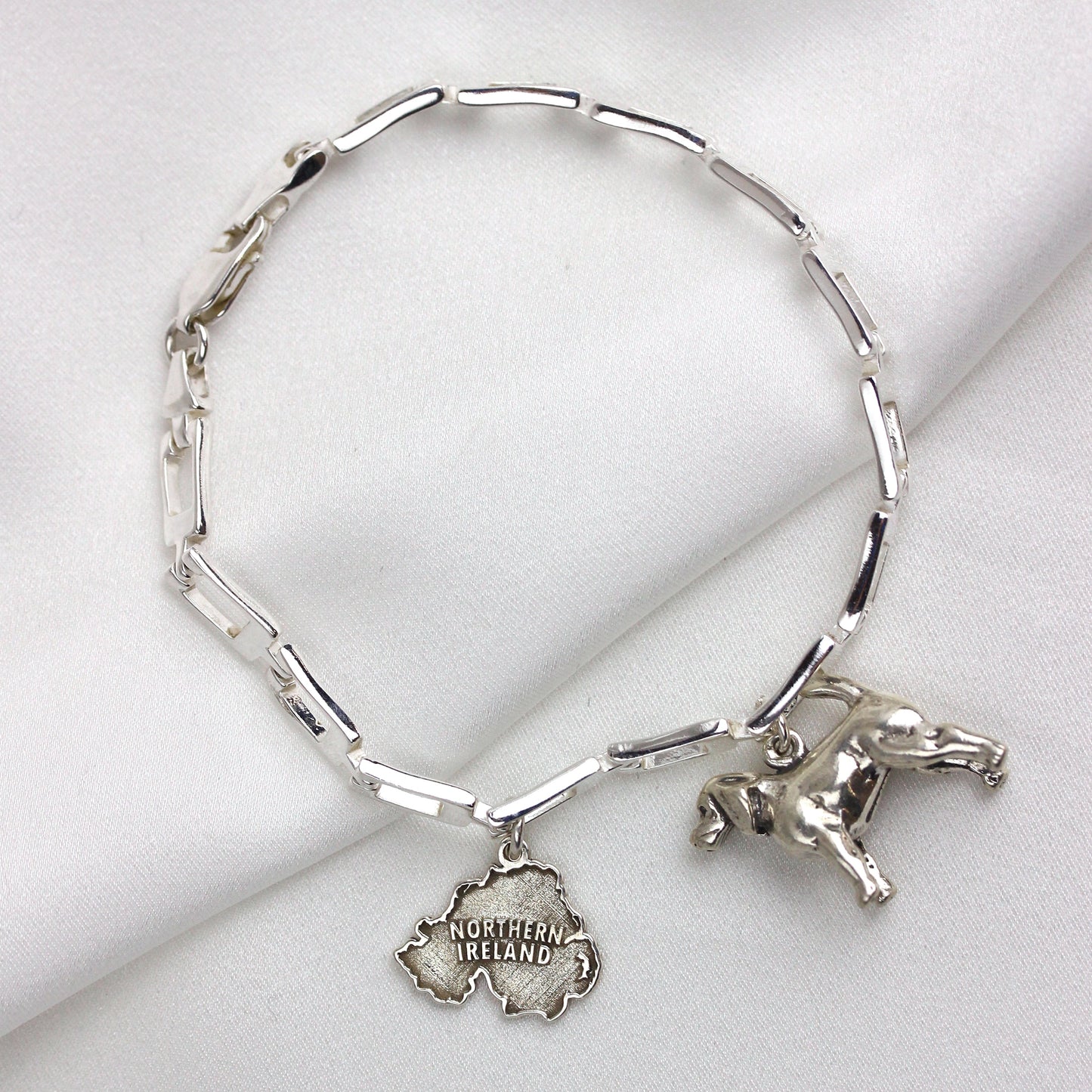 Bracelet géométrique à maillons rectangulaires en argent sterling de 19 cm
