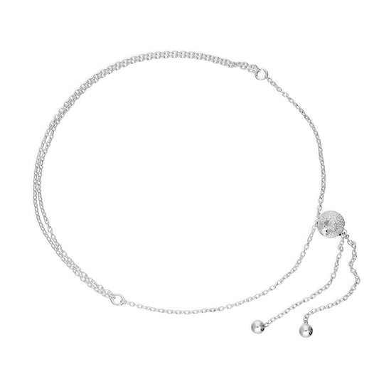 Bracelet réglable en argent sterling de 28 cm avec perle givrée
