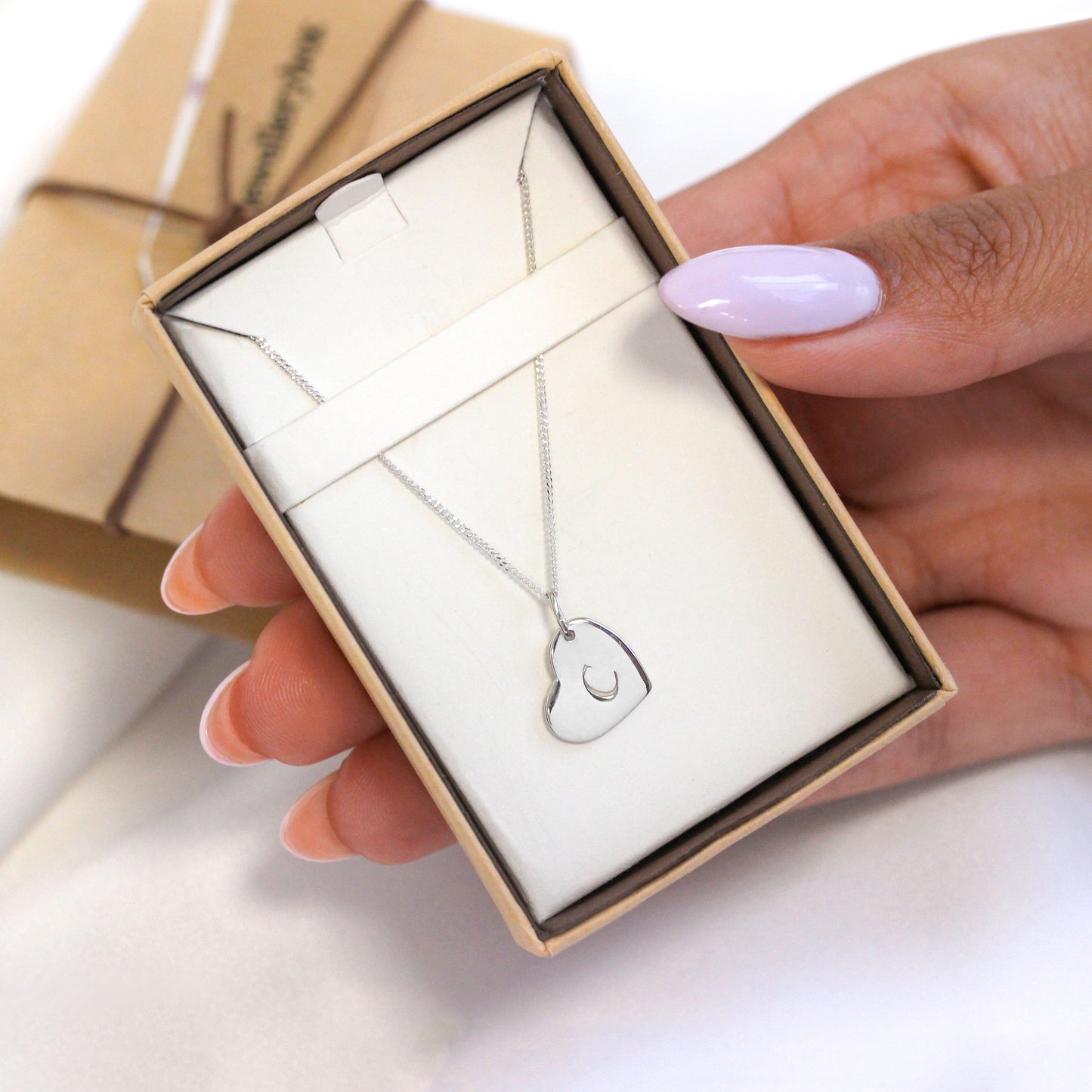 Collier pendentif cœur gravable en argent sterling de 40 à 55 cm