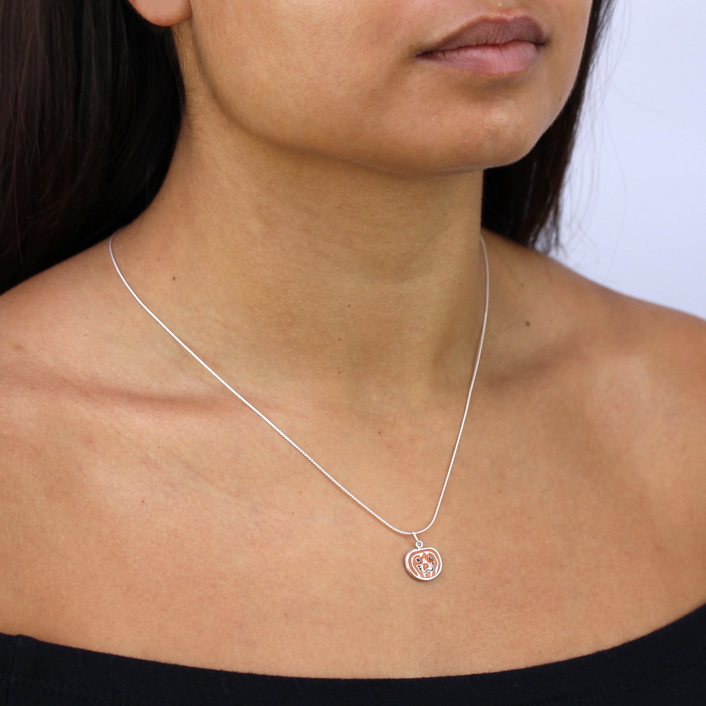Collier pendentif citrouille en argent sterling et émail de 40 à 55 cm