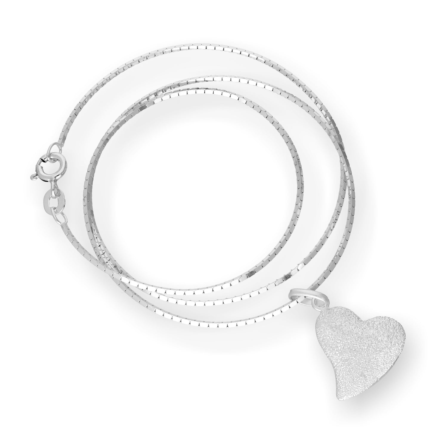 Collier pendentif cœur givré en argent sterling de 40 à 55 cm