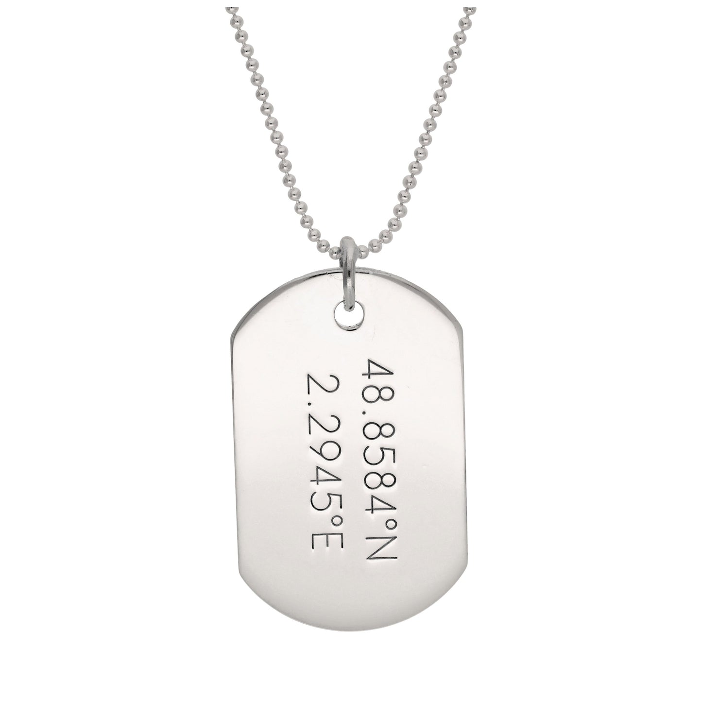Collier pendentif en argent sterling avec plaque d'identité gravée de 35 à 55 cm
