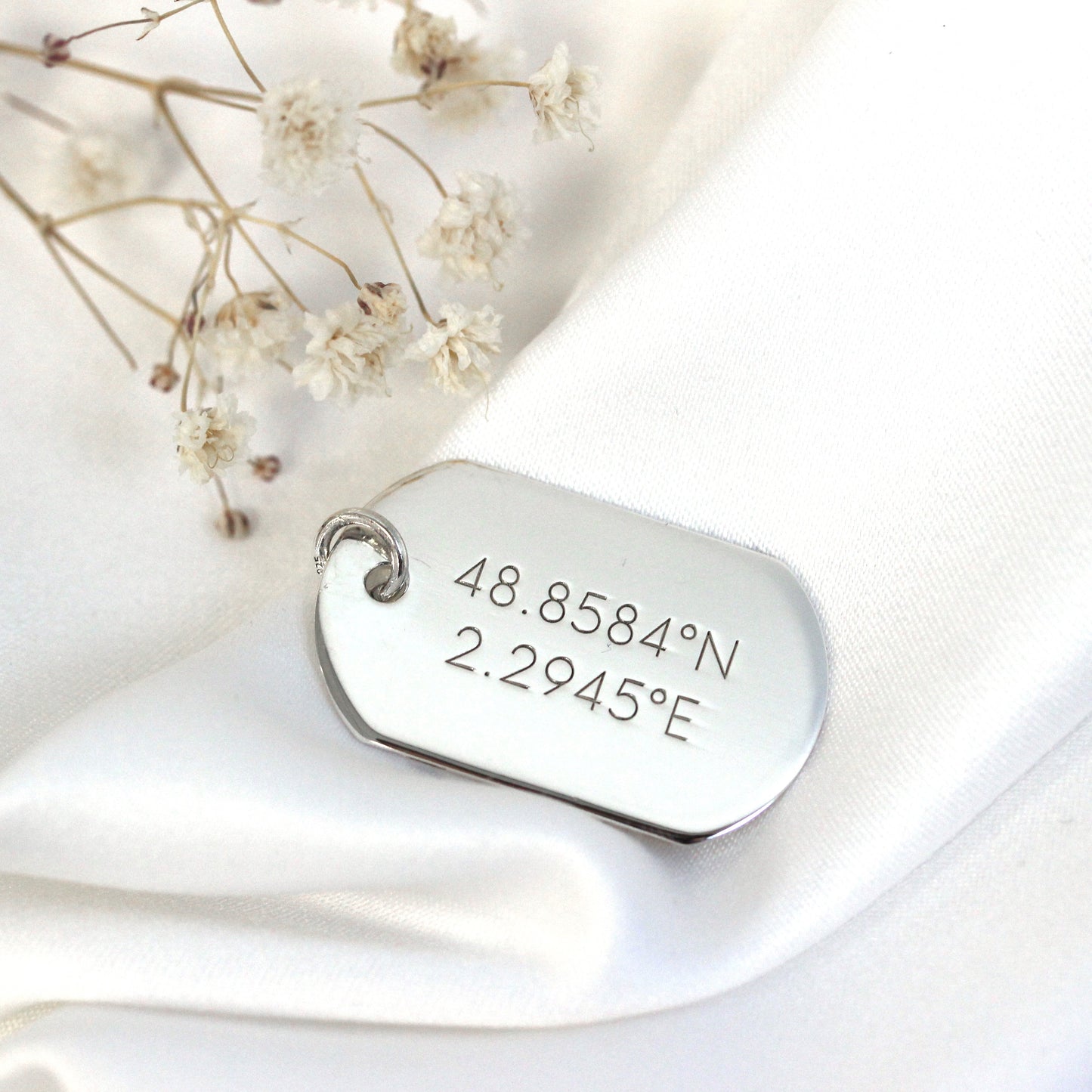 Collier pendentif en argent sterling avec plaque d'identité gravée de 35 à 55 cm