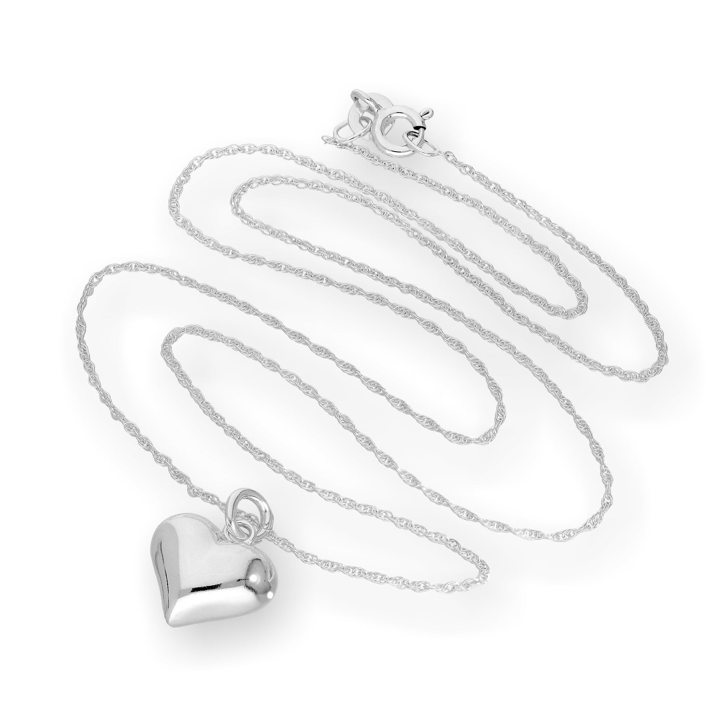 Collier pendentif cœur gonflé en argent sterling de 40 à 55 cm