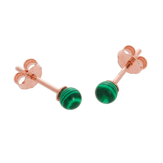 Boucles d'oreilles à tige en argent sterling plaqué or rose et émail de jade