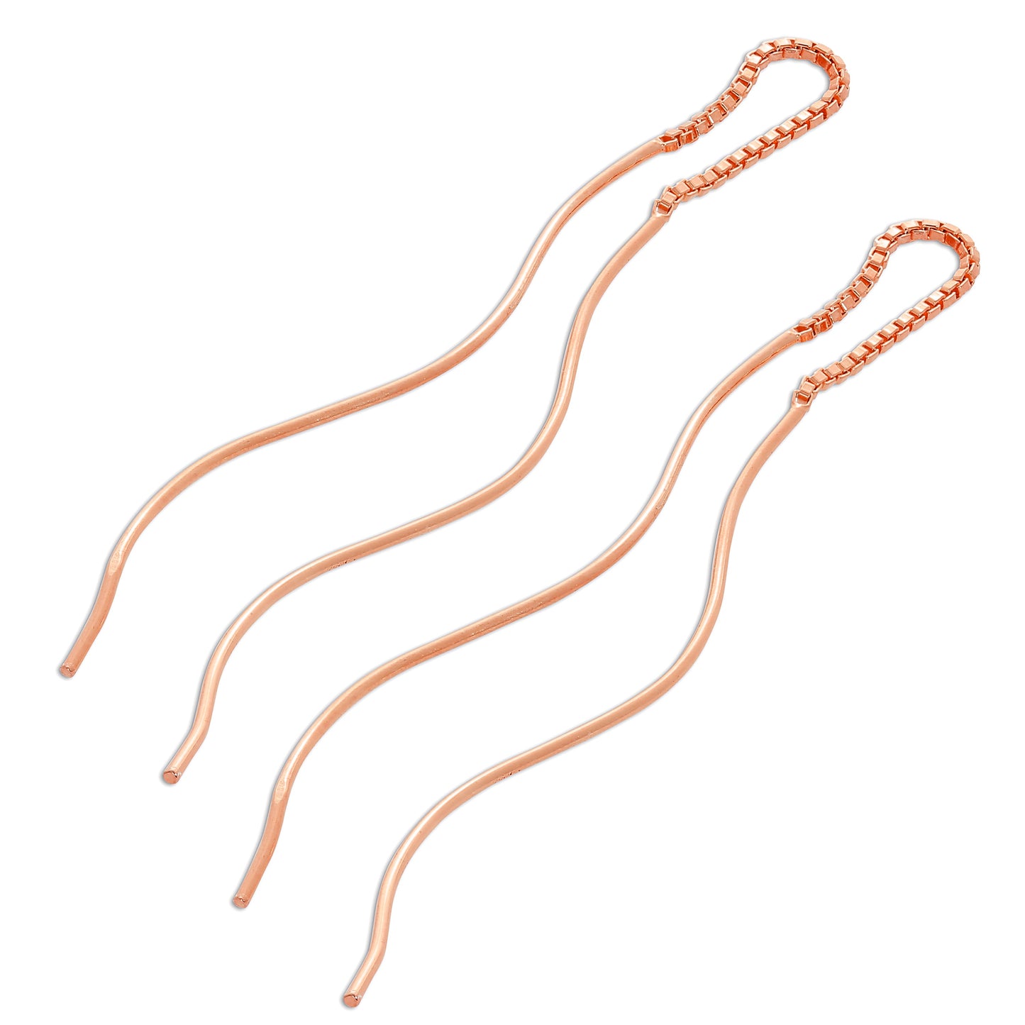 Boucles d'oreilles à enfiler en argent sterling plaqué or rose avec motif vague