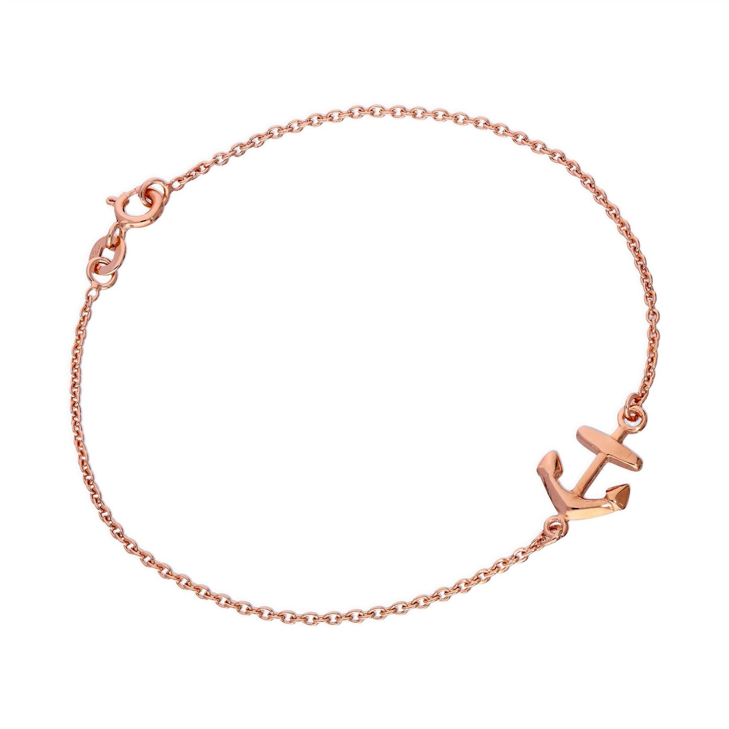 Bracelet ancre en argent sterling plaqué or rose de 18 cm