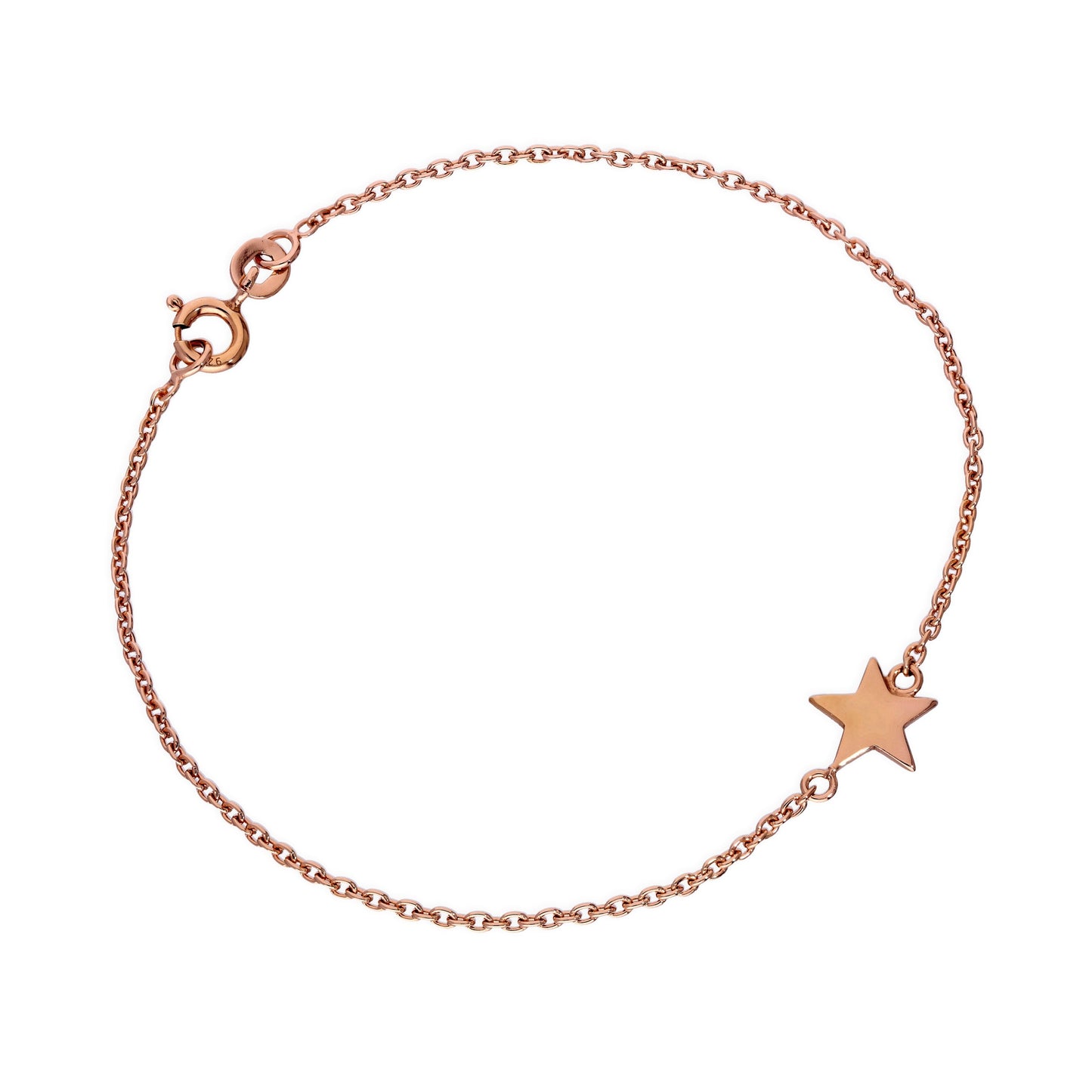 Bracelet étoile en argent sterling plaqué or rose de 18 cm
