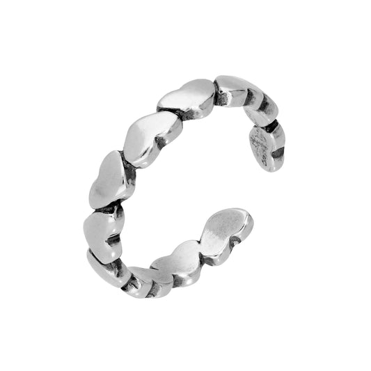 Bague d'orteil en argent sterling avec cœurs
