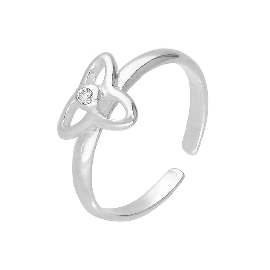 Bague d'orteil réglable en argent sterling et cristal CZ transparent Triquetra