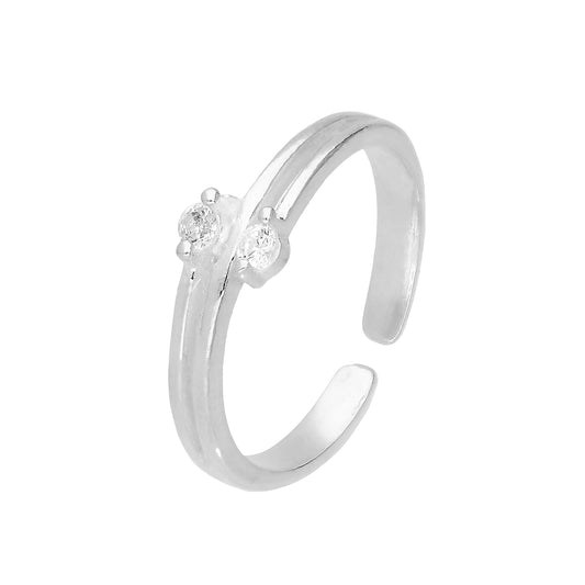 Bague d'orteil réglable en argent sterling et double cristal CZ transparent