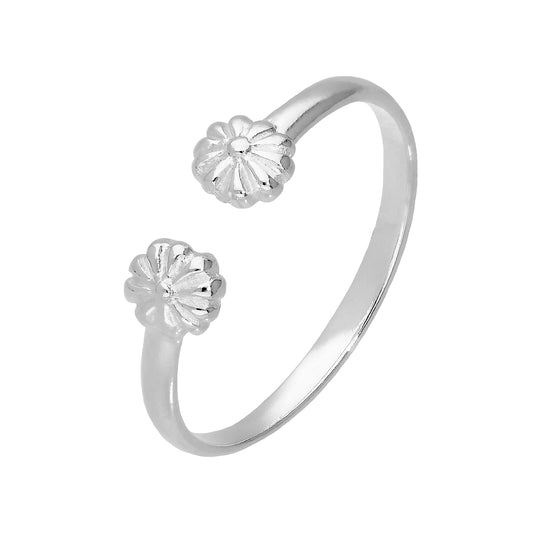 Bague d'orteil réglable en argent sterling avec fleurs