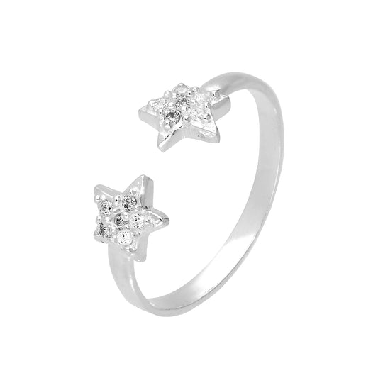 Bague d'orteil réglable en argent sterling et cristal CZ transparent en forme d'étoile de mer