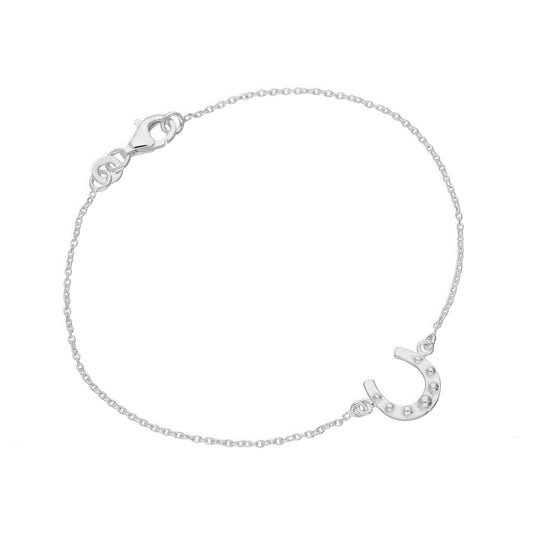 Bracelet fer à cheval porte-bonheur en argent sterling de 18 cm