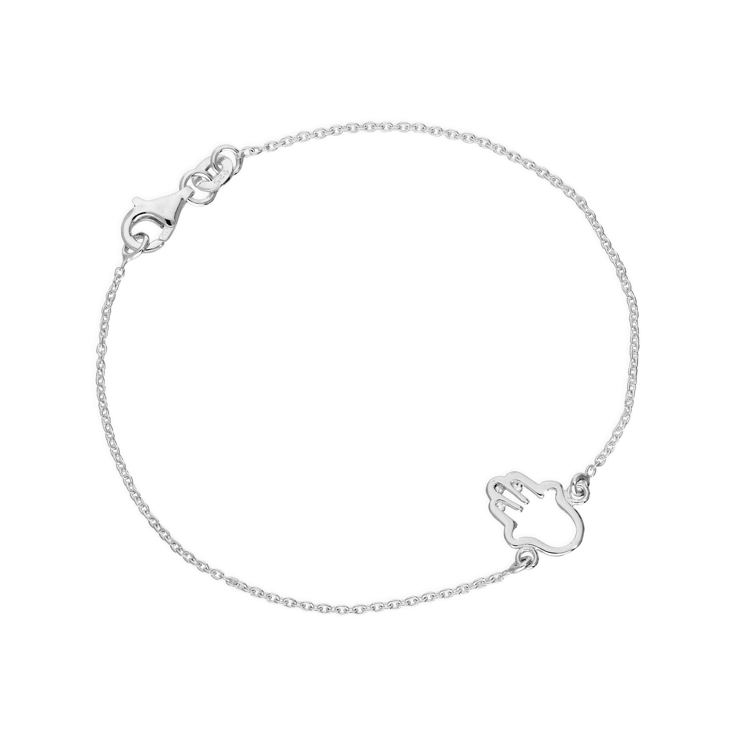 Bracelet en argent sterling avec main de Fatima de 18 cm