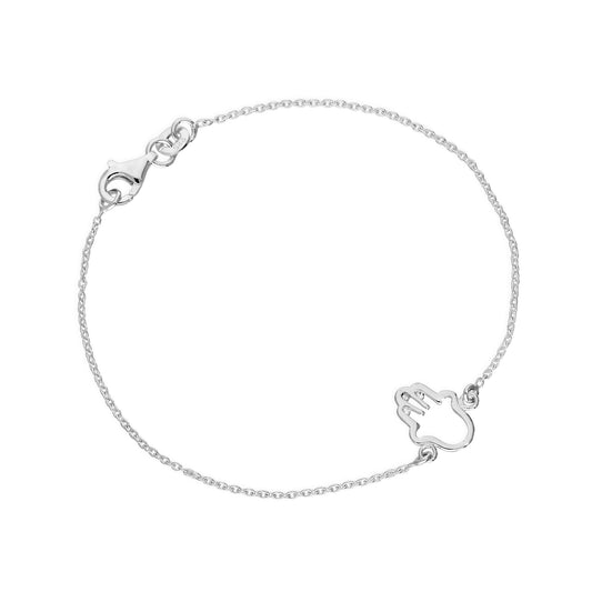 Bracelet en argent sterling avec main de Fatima de 18 cm