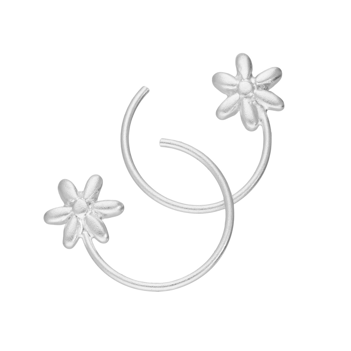 Boucles d'oreilles à enfiler en argent sterling avec motif de fleurs