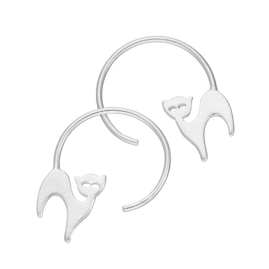 Boucles d'oreilles chat en argent sterling