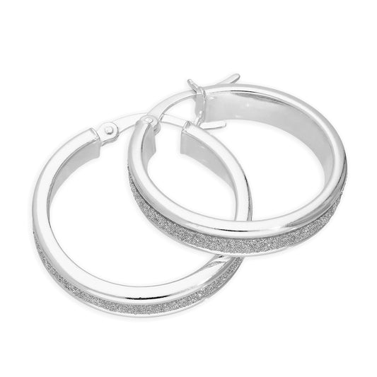 Boucles d'oreilles créoles givrées en argent sterling