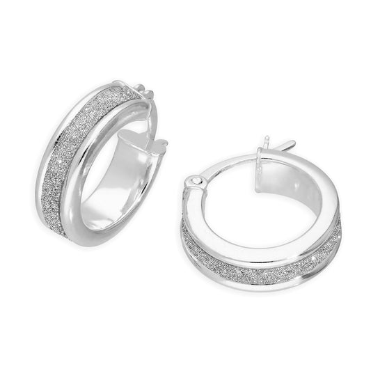 Petites boucles d'oreilles créoles givrées en argent sterling