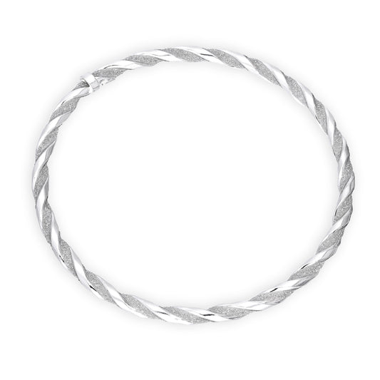 Bracelet jonc torsadé givré en argent sterling