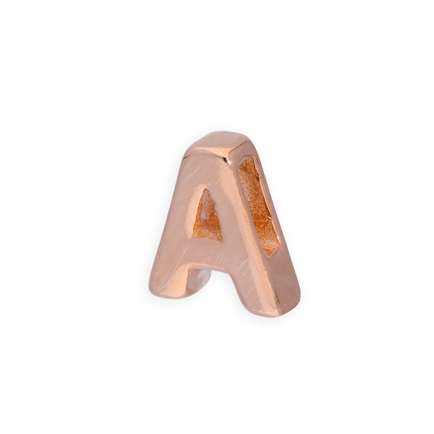 Breloque en argent sterling plaqué or rose avec lettres de l'alphabet de A à Z