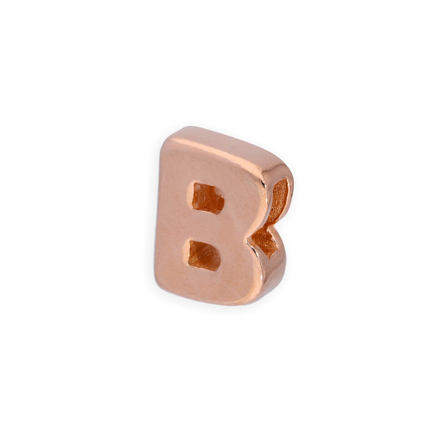 Breloque en argent sterling plaqué or rose avec lettres de l'alphabet de A à Z