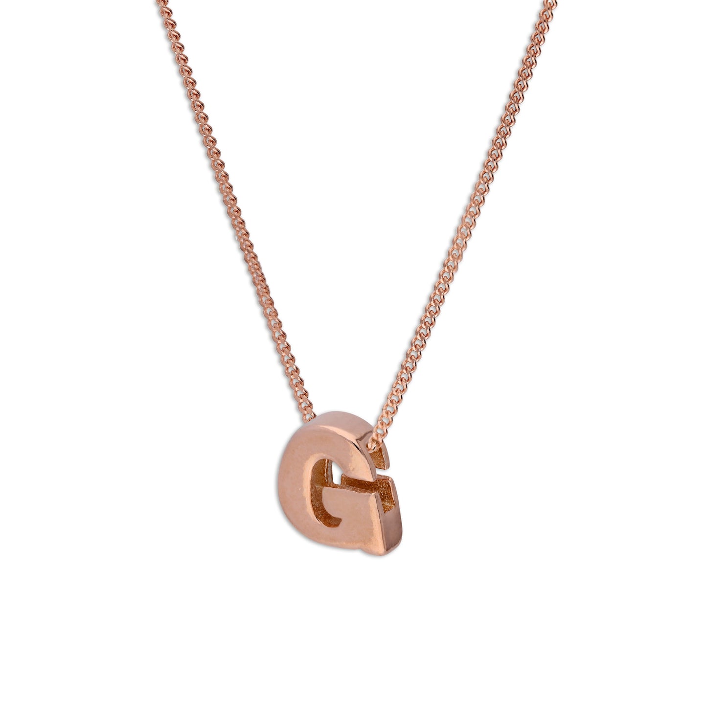Collier avec pendentif lettre G en argent sterling plaqué or rose, 35,6 à 81,3 cm