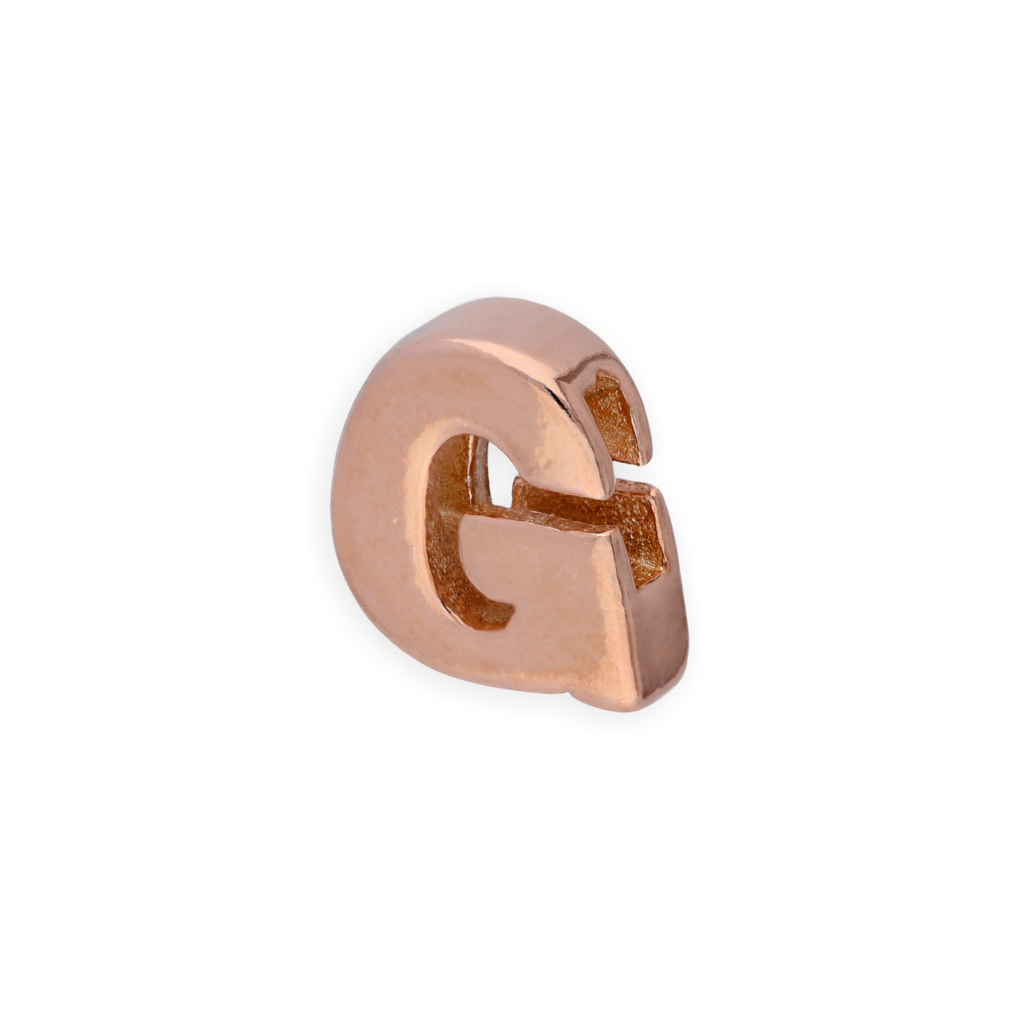 Breloque en argent sterling plaqué or rose avec lettres de l'alphabet de A à Z