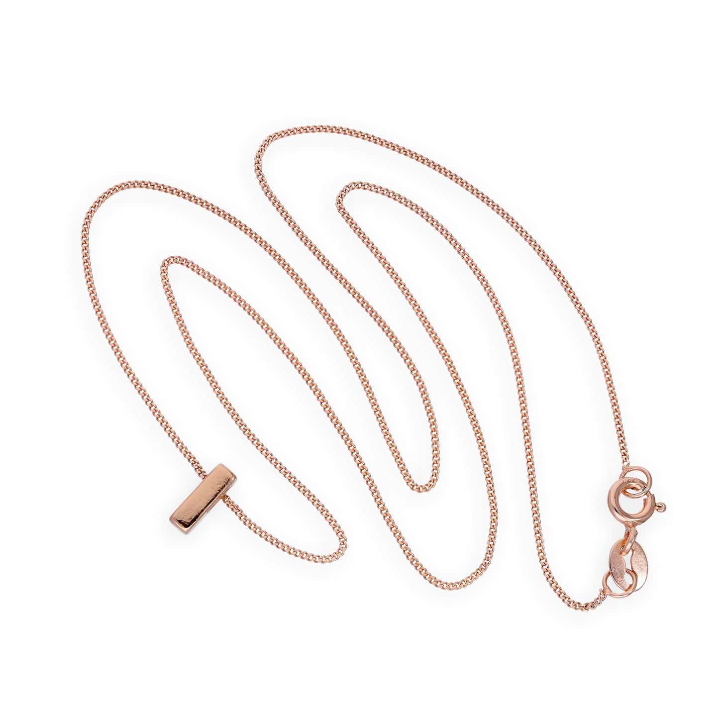 Collier avec pendentif lettre I en argent sterling plaqué or rose, 35,6 à 81,3 cm