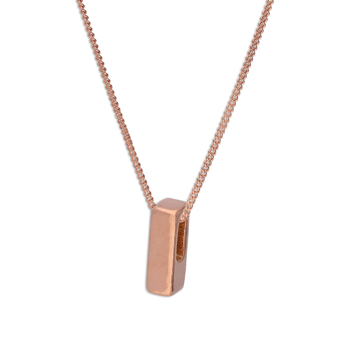 Collier avec pendentif lettre I en argent sterling plaqué or rose, 35,6 à 81,3 cm