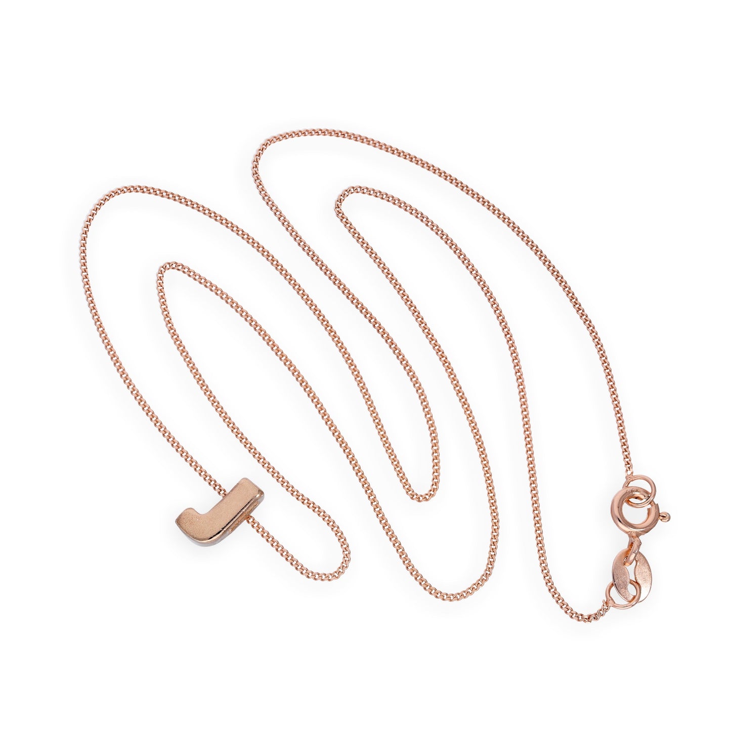 Collier avec pendentif lettre J en argent sterling plaqué or rose, 35,6 à 81,3 cm