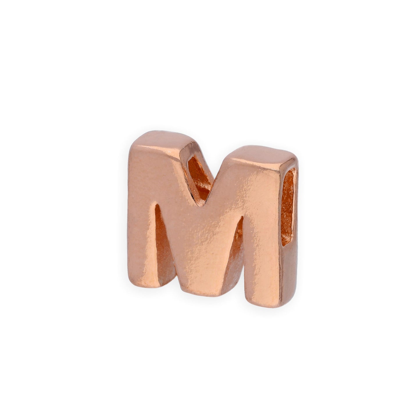 Breloque en argent sterling plaqué or rose avec lettres de l'alphabet de A à Z
