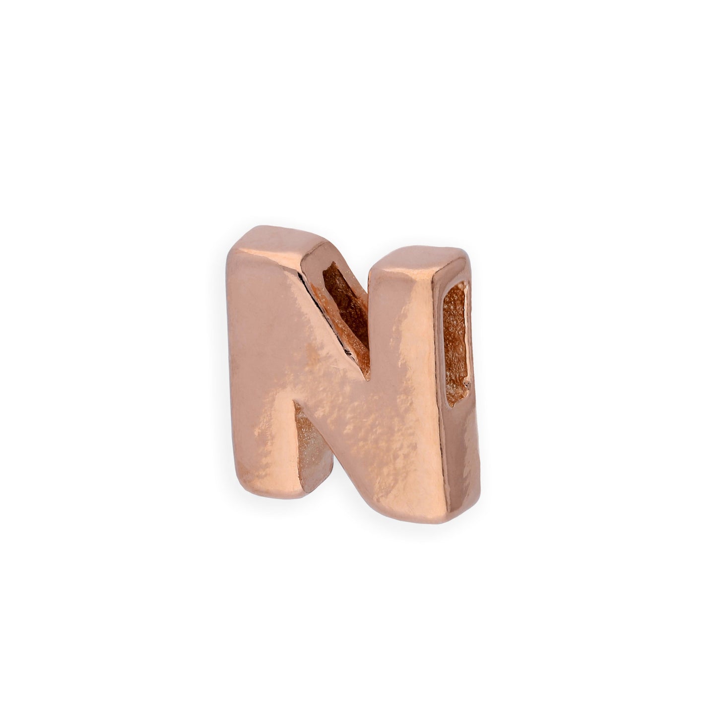 Breloque en argent sterling plaqué or rose avec lettres de l'alphabet de A à Z