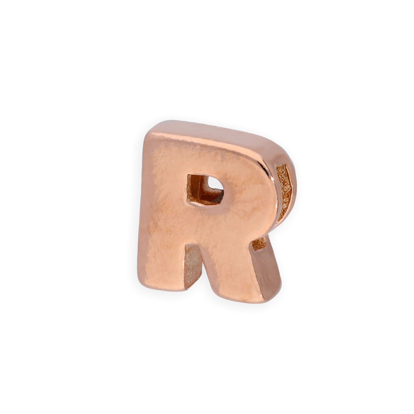 Breloque en argent sterling plaqué or rose avec lettres de l'alphabet de A à Z