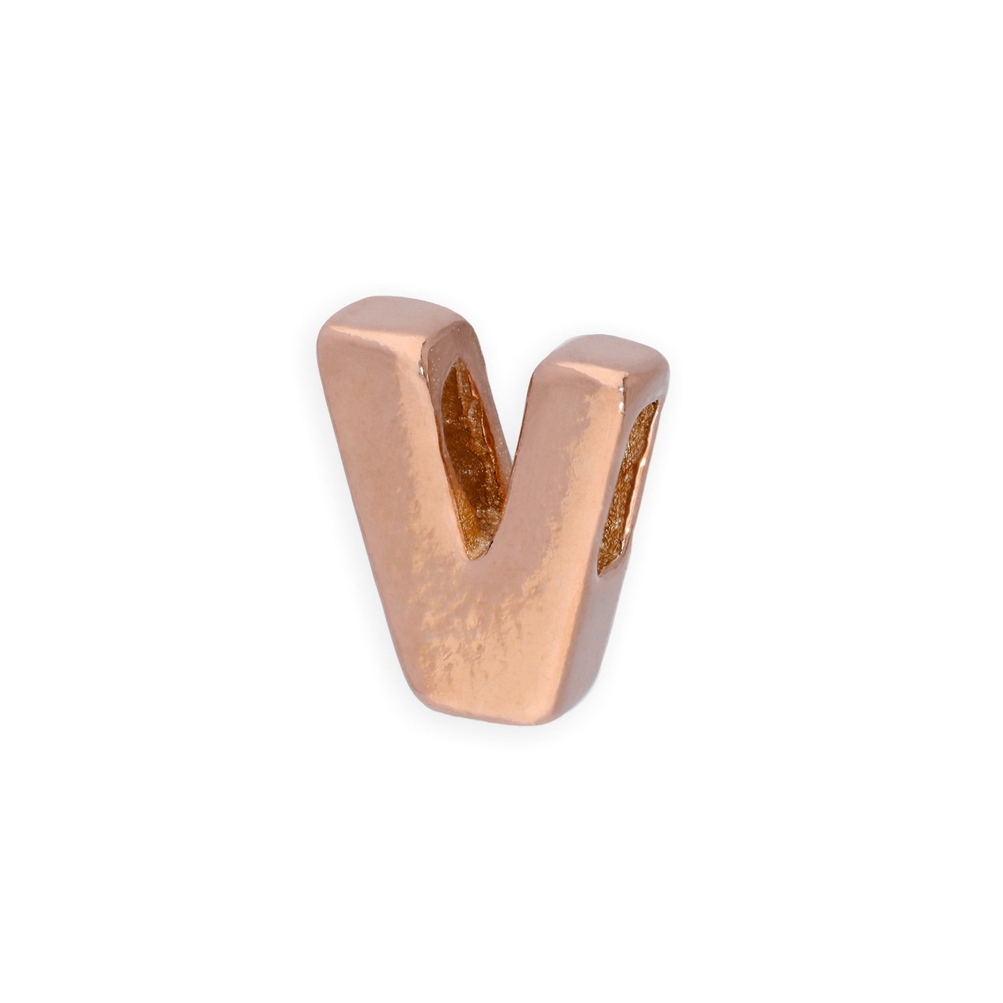 Breloque en argent sterling plaqué or rose avec lettres de l'alphabet de A à Z
