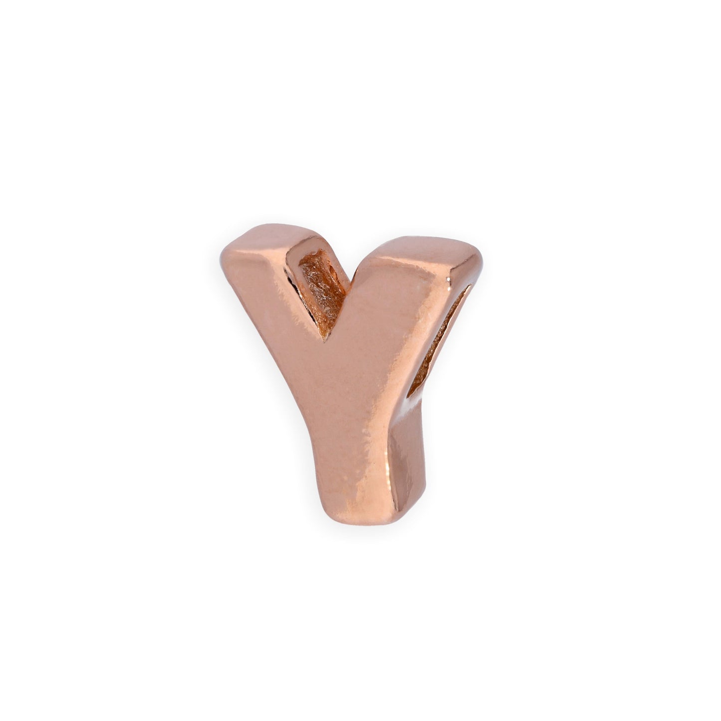 Breloque en argent sterling plaqué or rose avec lettres de l'alphabet de A à Z