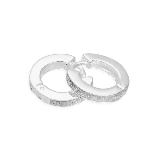 Boucles d'oreilles créoles rondes givrées en argent sterling