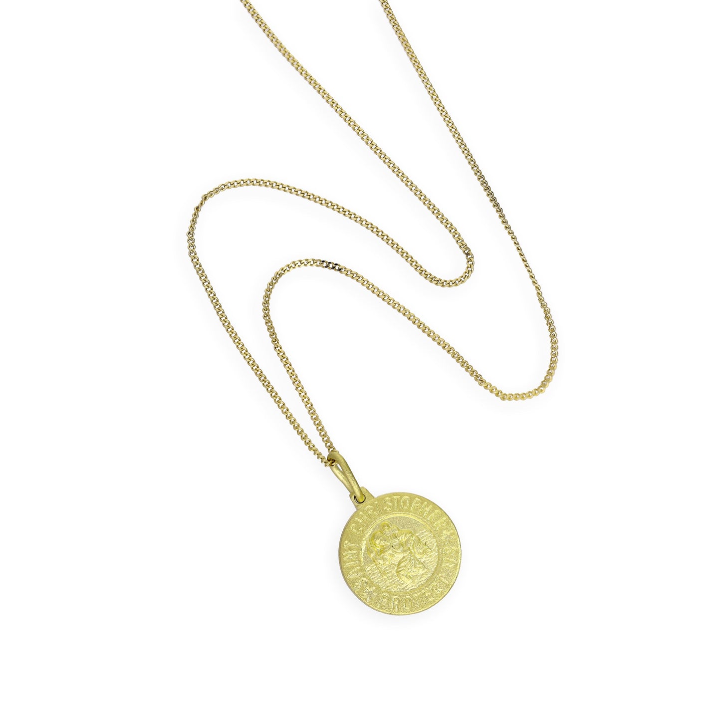 Médaille Saint-Christophe en argent sterling plaqué or sur chaîne de 40 à 81 cm