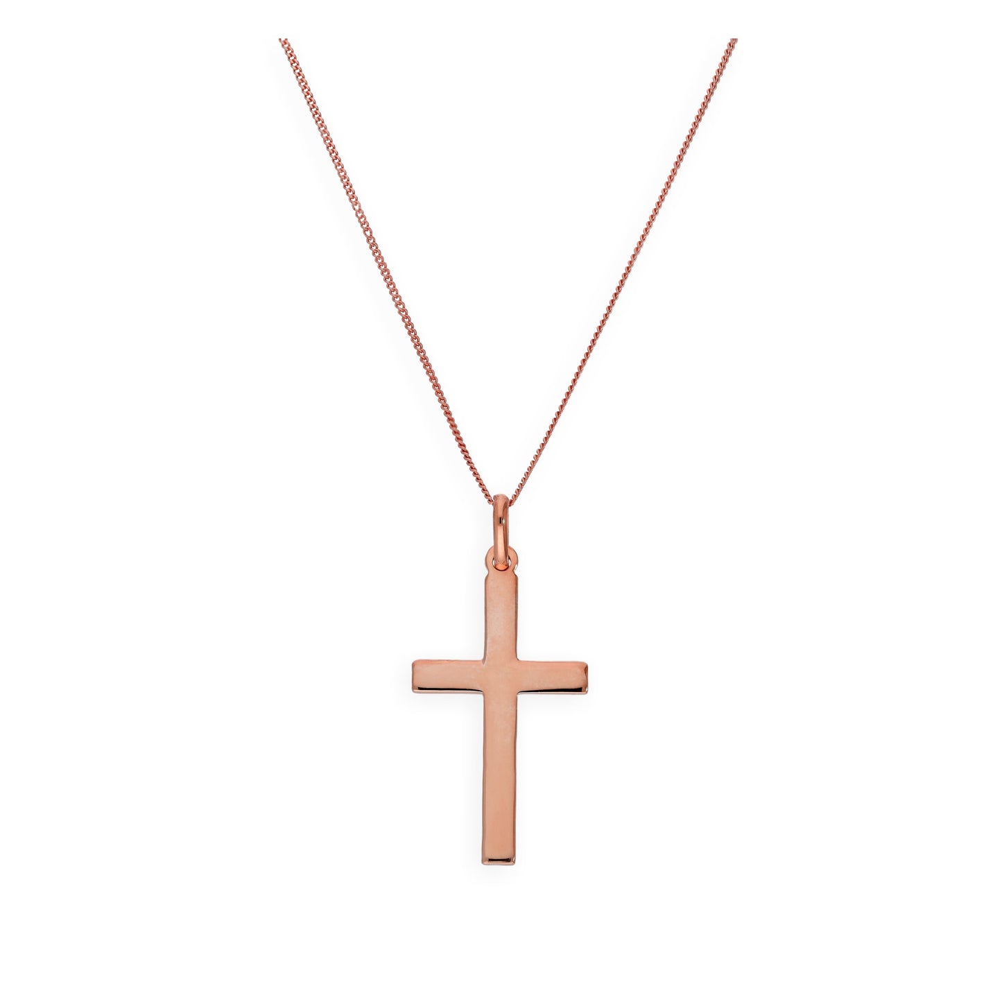 Grand collier avec pendentif croix en argent sterling plaqué or rose de 35 à 81 cm