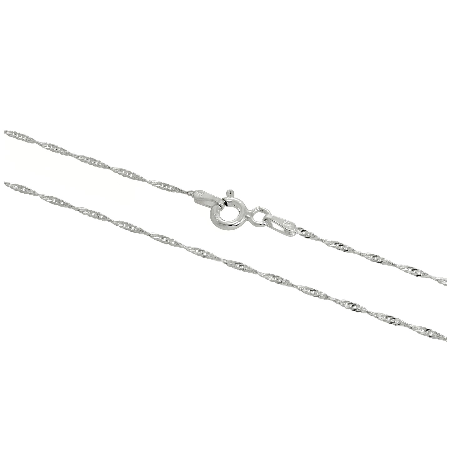 Chaîne torsadée en argent sterling à taille diamant disco de 40 à 61 cm